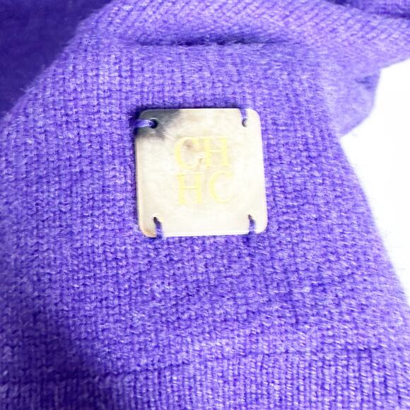 Carolina Herrera Womens Sweater Poncho Wool Cashmere Blend Knit Purple Large - Picture 4 of 6